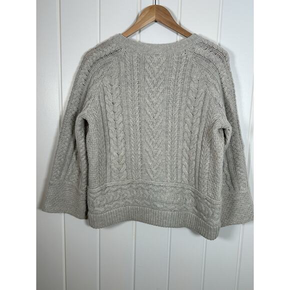 Sundance Lambswool Sweater Women Medium Cream Cable Knit Pullover Metallic Boho - Picture 8 of 8